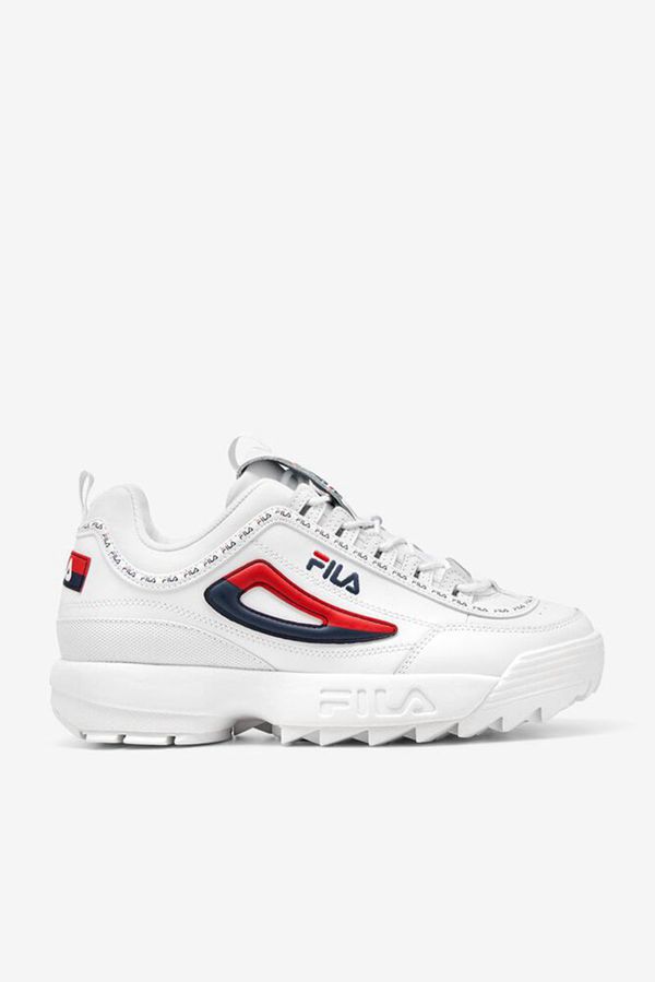 Zapatillas Fila Hombre Blancas / Azul Marino / Rojas - Disruptor 2 Premium Repeat Chunky - España 21